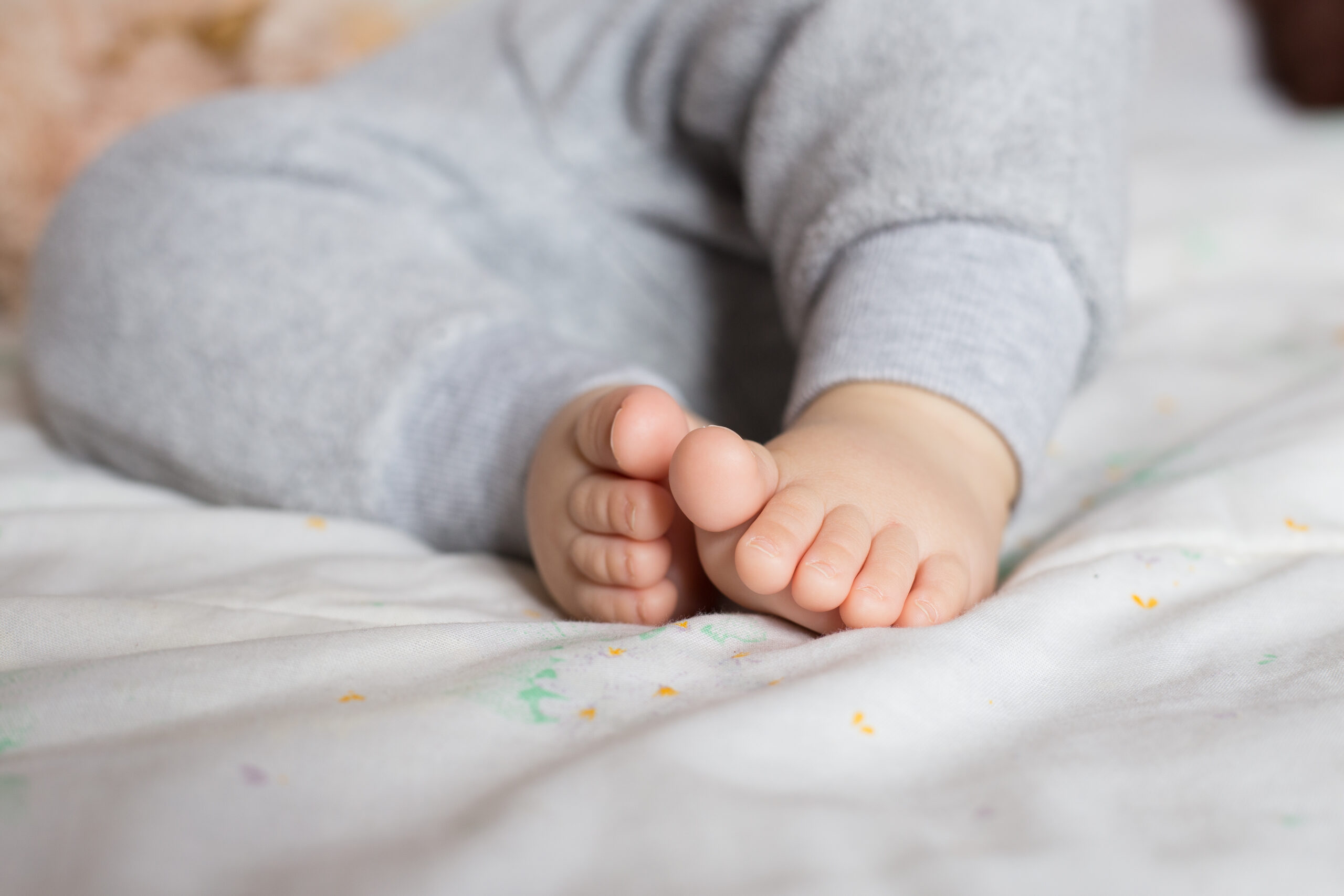 Baby sleeping in bed